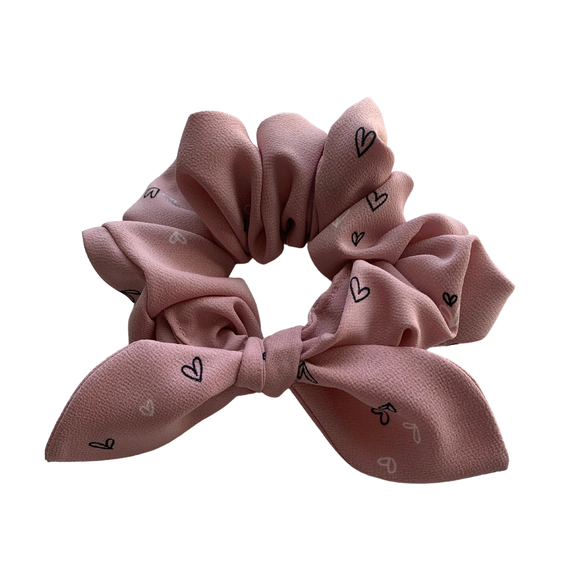 Pink with Hearts Scrunchie and Signature Bow