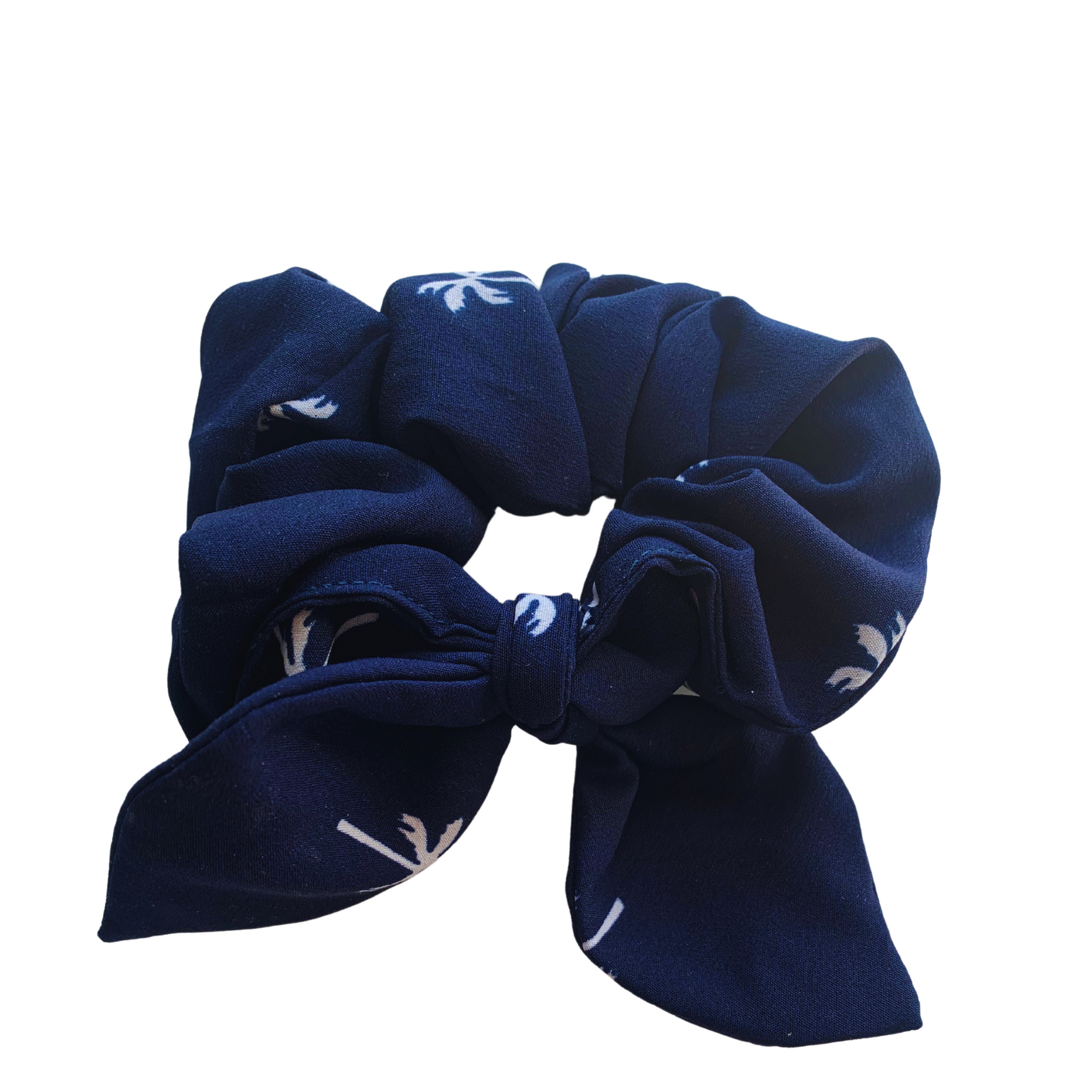 Blue Scrunchie with Palm Trees & Signature Bow
