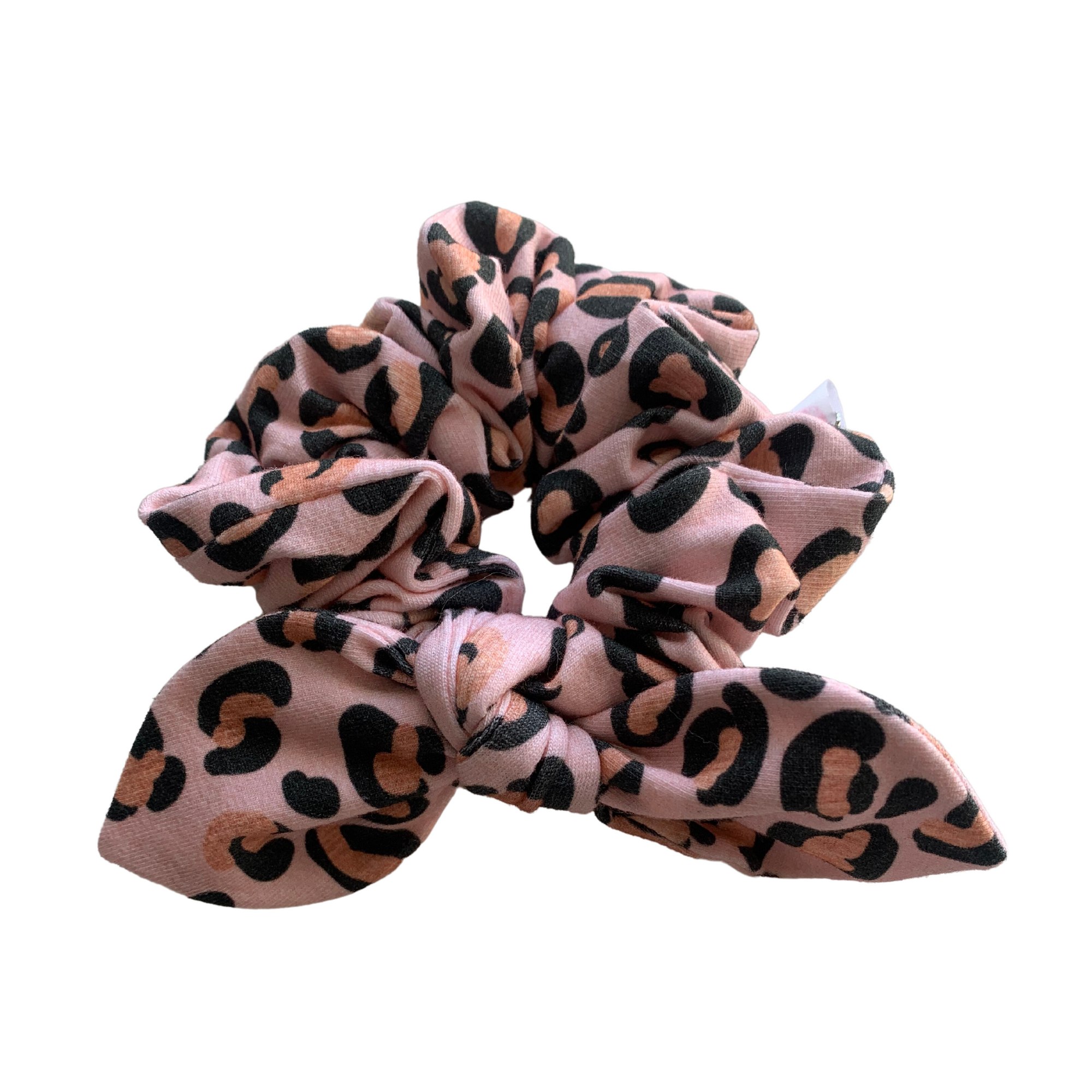 Pink Leopard with a bow Scrunchie