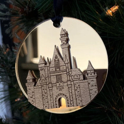 Handmade Castle Mirror Acrylic Ornament - Silver