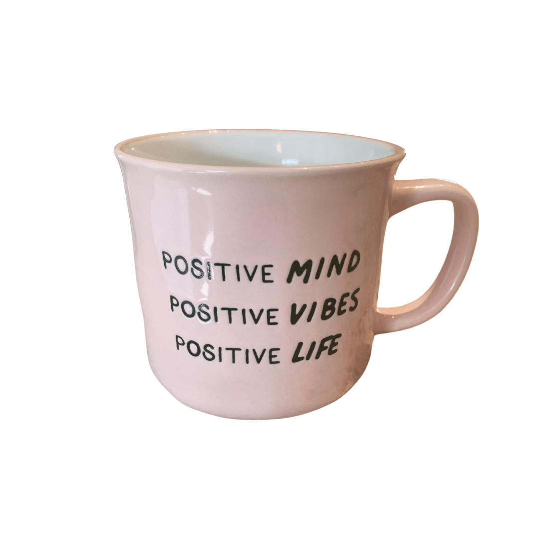 Pink Ceramic Camper Mug - Positive Mind