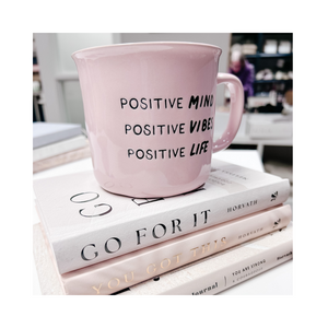 Pink Ceramic Camper Mug - Positive Mind