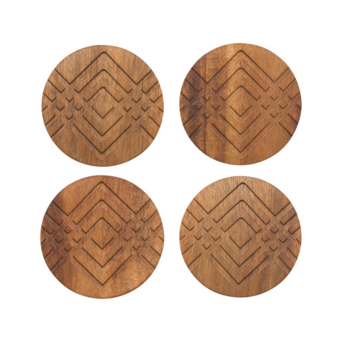 Geo Wood Coasters - Set of 4
