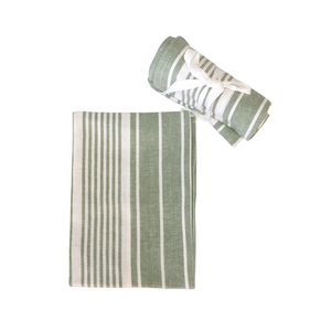 Jumbo Elm Green Dishtowel - Green Striped