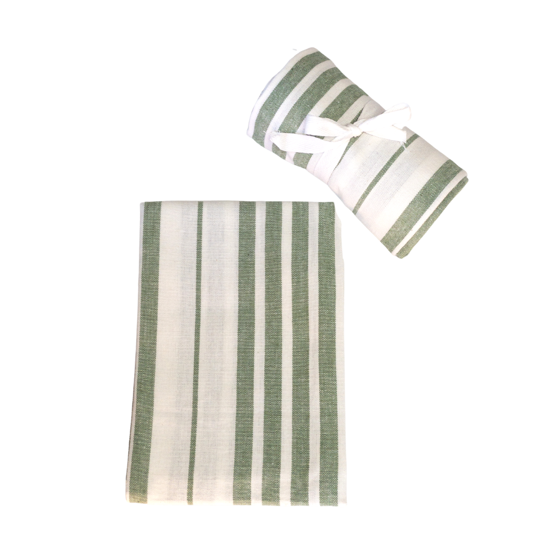 Jumbo Elm Green Dishtowel - White Striped