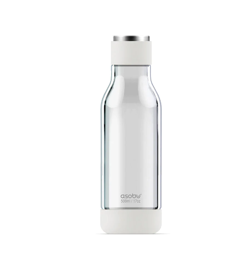 ASOBU® White/Clear Inner Peace Glass Water Bottle