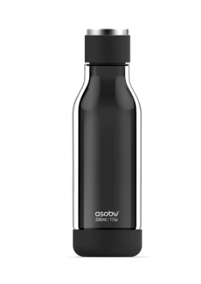 ASOBU® Black Inner Peace Glass Water Bottle