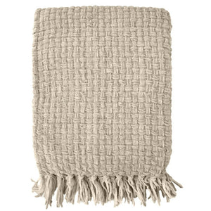 Fabstyles Chenille Basket Weave Tan Throw Blanket, 50x60