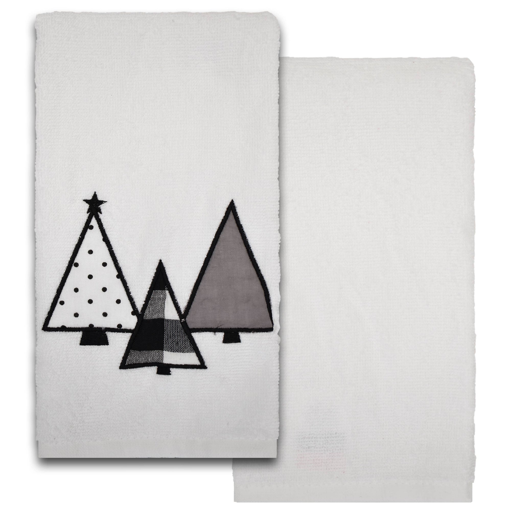Hand Towels Set Of 2, Trees White, 24x16