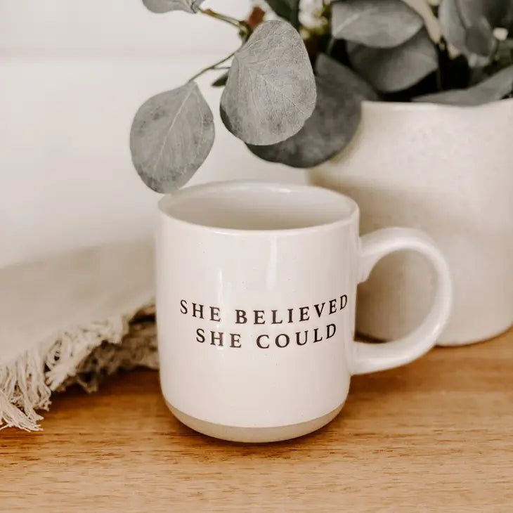 She Believed She Could - Cream Stoneware Coffee Mug